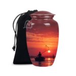 Fishing Urn Handcrafted Metal Cremation Urn for Ashes - Adult Funeral Urn for Human Ashes