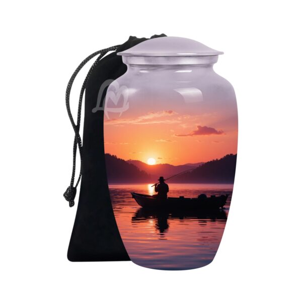 Fishing Urn Handcrafted Metal Cremation Urn for Ashes - Adult Funeral Urn for Human Ashes