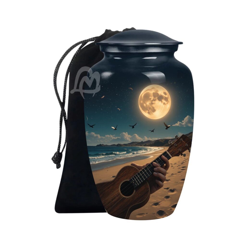 Guitar Cremation Aluminium Funeral Urns for Adult Human | Beautiful Style Handcrafted Burial Funeral