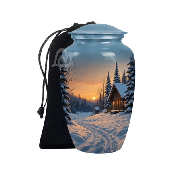 Decorative Burial Urn for Cremated Remain in Aluminum.