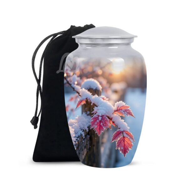 Decorative Burial Urn for Cremated Remain in Aluminum.