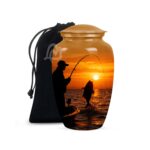 Fishing Urn Handcrafted Metal Cremation Urn for Ashes - Adult Funeral Urn for Human Ashes