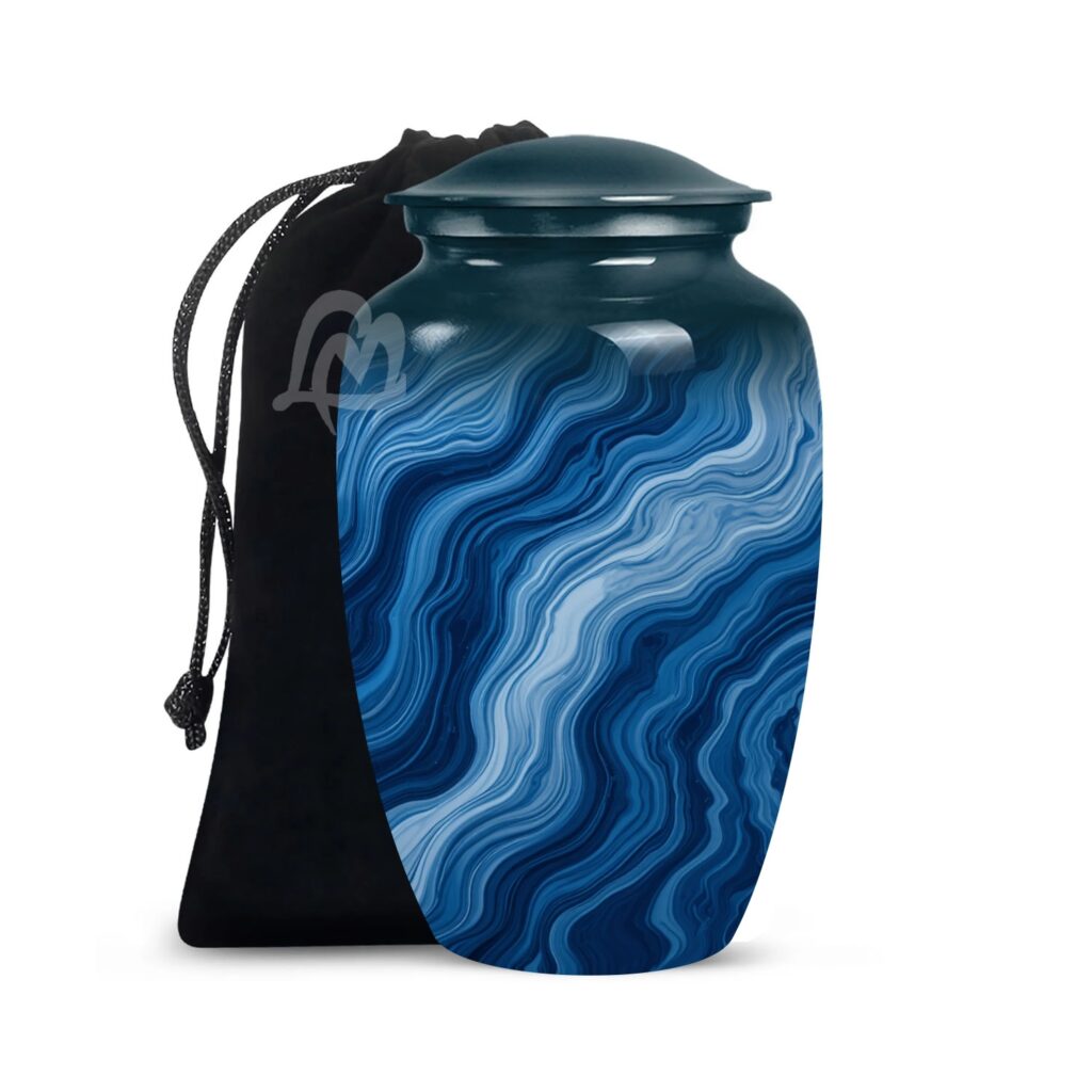 Marble Abstract Cremation Urns for Human Ashes – Metal Urns for Adults