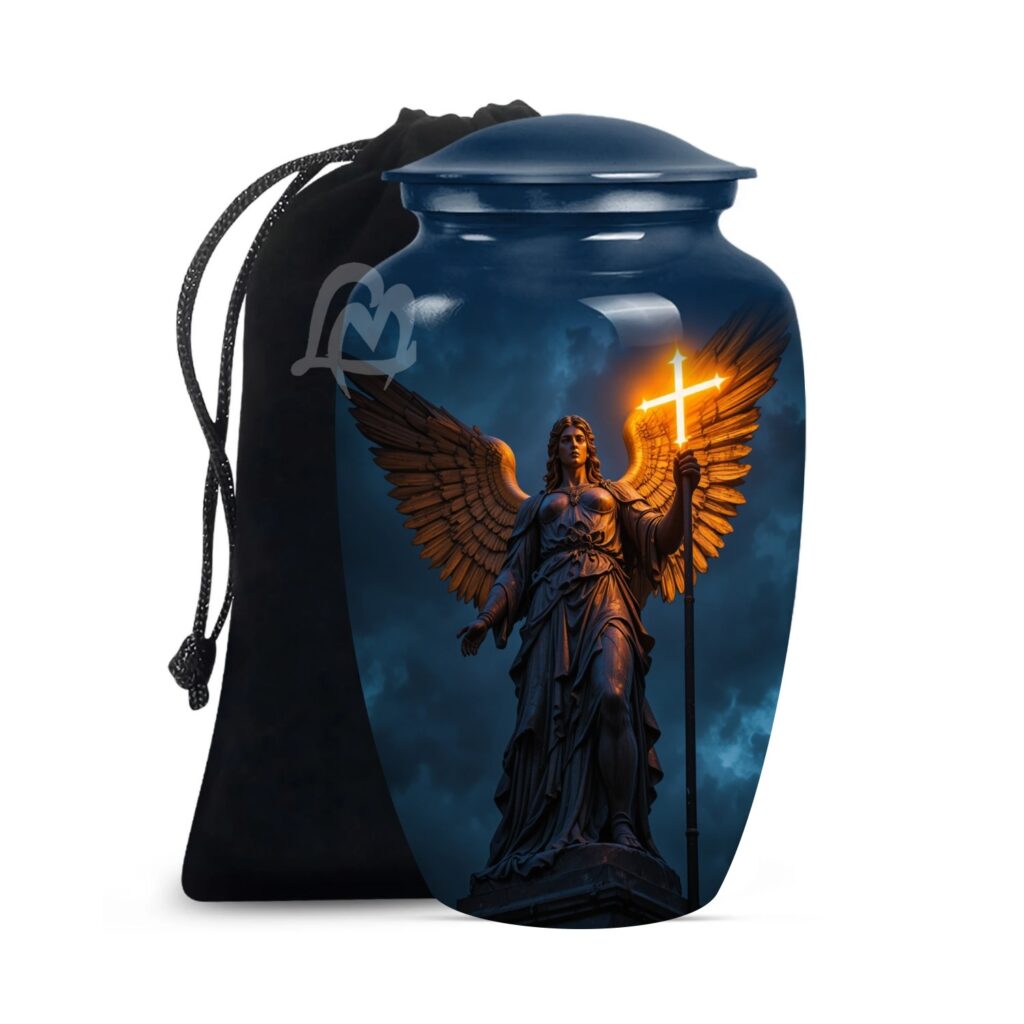 Catholic Cremation Urns for Human Ashes – Display Burial Urn at Home – Include Velvet Bag