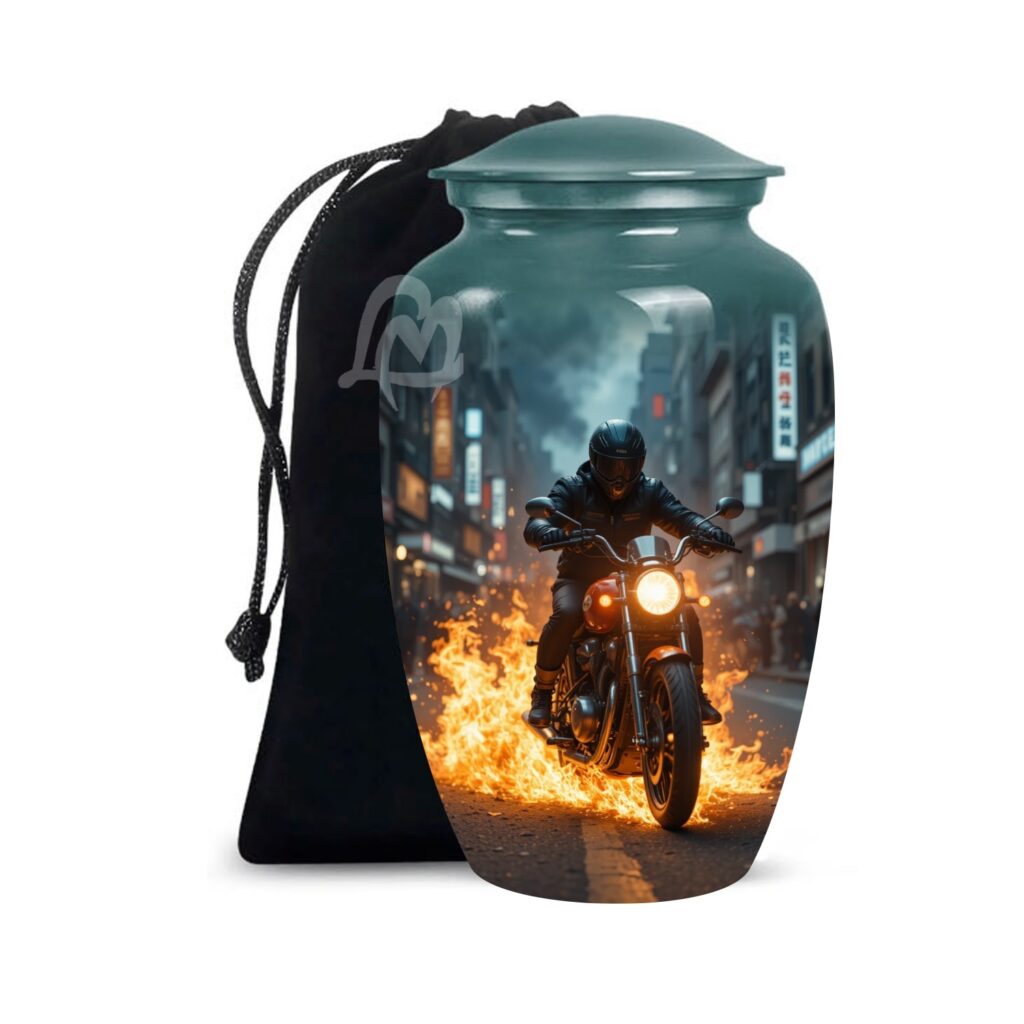 Bike Cremation Urn for Adult Human Ashes - Large Handcrafted Funeral Memorial
