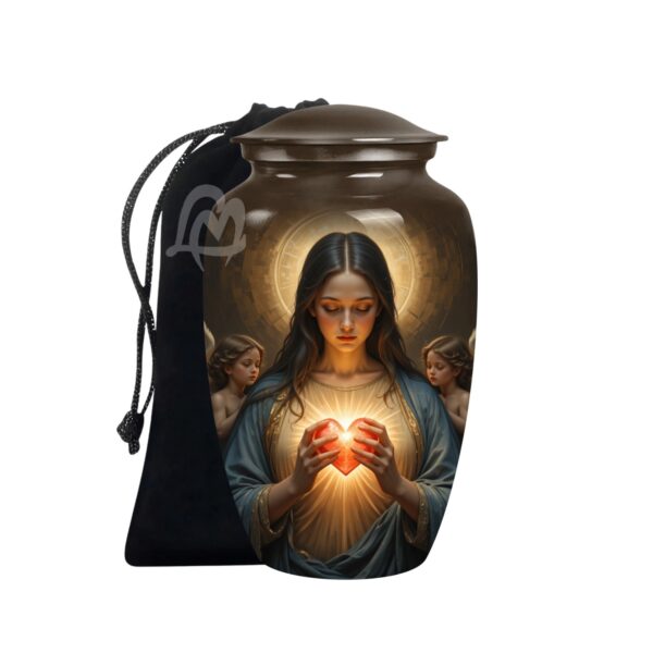 Catholic Cremation Urns for Human Ashes – Display Burial Urn at Home – Include Velvet Bag