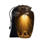 Catholic Cremation Urns for Human Ashes – Display Burial Urn at Home – Include Velvet Bag