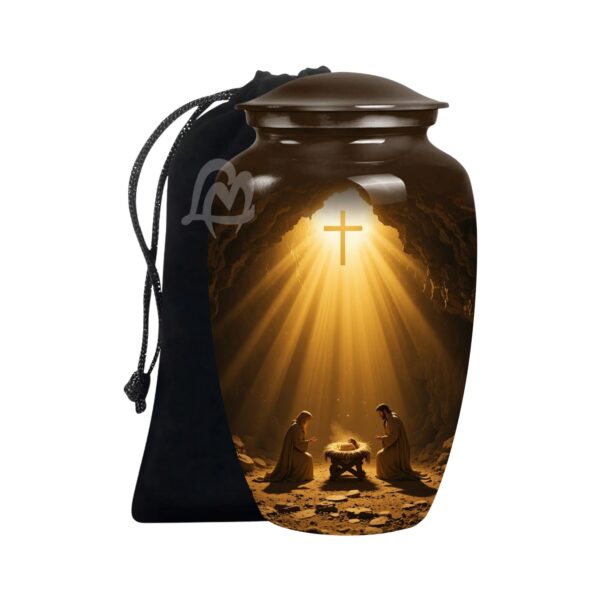Catholic Cremation Urns for Human Ashes – Display Burial Urn at Home – Include Velvet Bag
