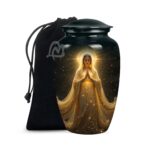 Catholic Cremation Urns for Human Ashes – Display Burial Urn at Home – Include Velvet Bag