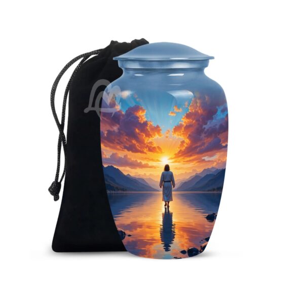 Catholic Cremation Urns for Human Ashes – Display Burial Urn at Home – Include Velvet Bag