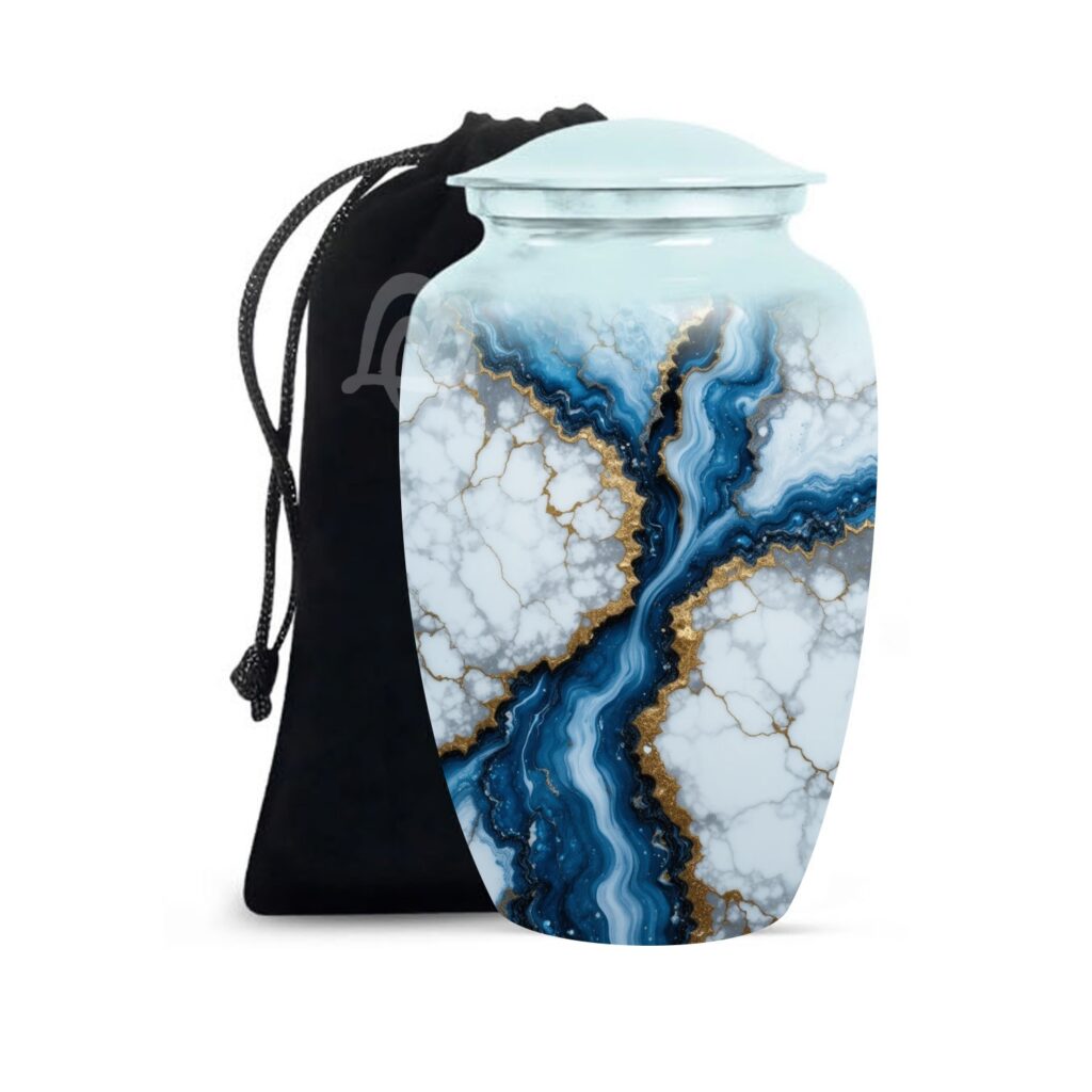 Decorative Modern Urn, Funeral Urns for Mom – Peaceful Marble Design Urns for Ashes.