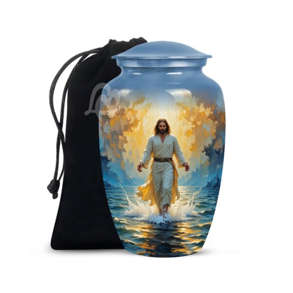 Catholic Cremation Urns for Human Ashes – Display Burial Urn at Home – Include Velvet Bag