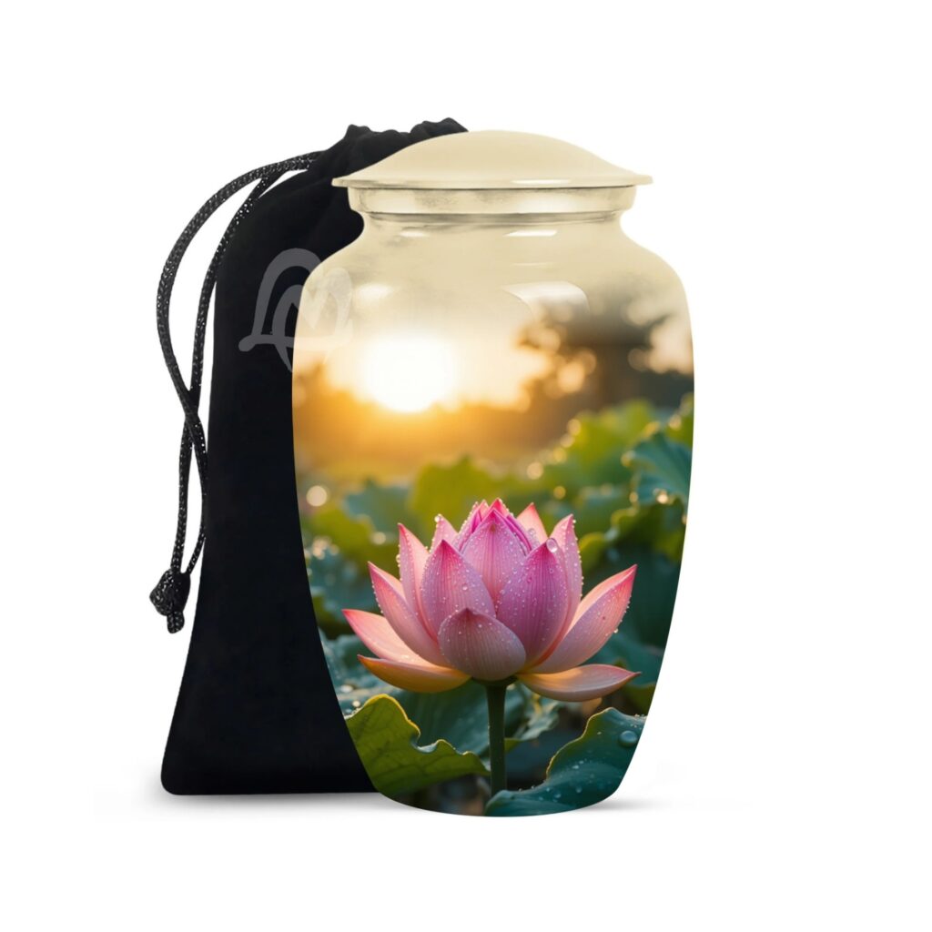 Lotus Cremation Urn for Human Ashes – Adult Funeral Urn Handcrafted