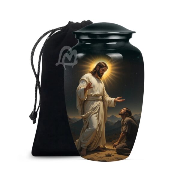 Catholic Cremation Urns for Human Ashes – Display Burial Urn at Home – Include Velvet Bag
