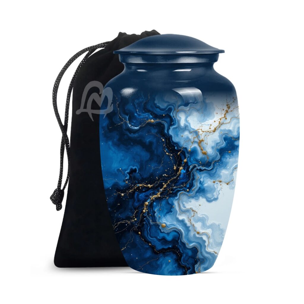 Marble Abstract Cremation Urns for Human Ashes – Metal Urns for Adults