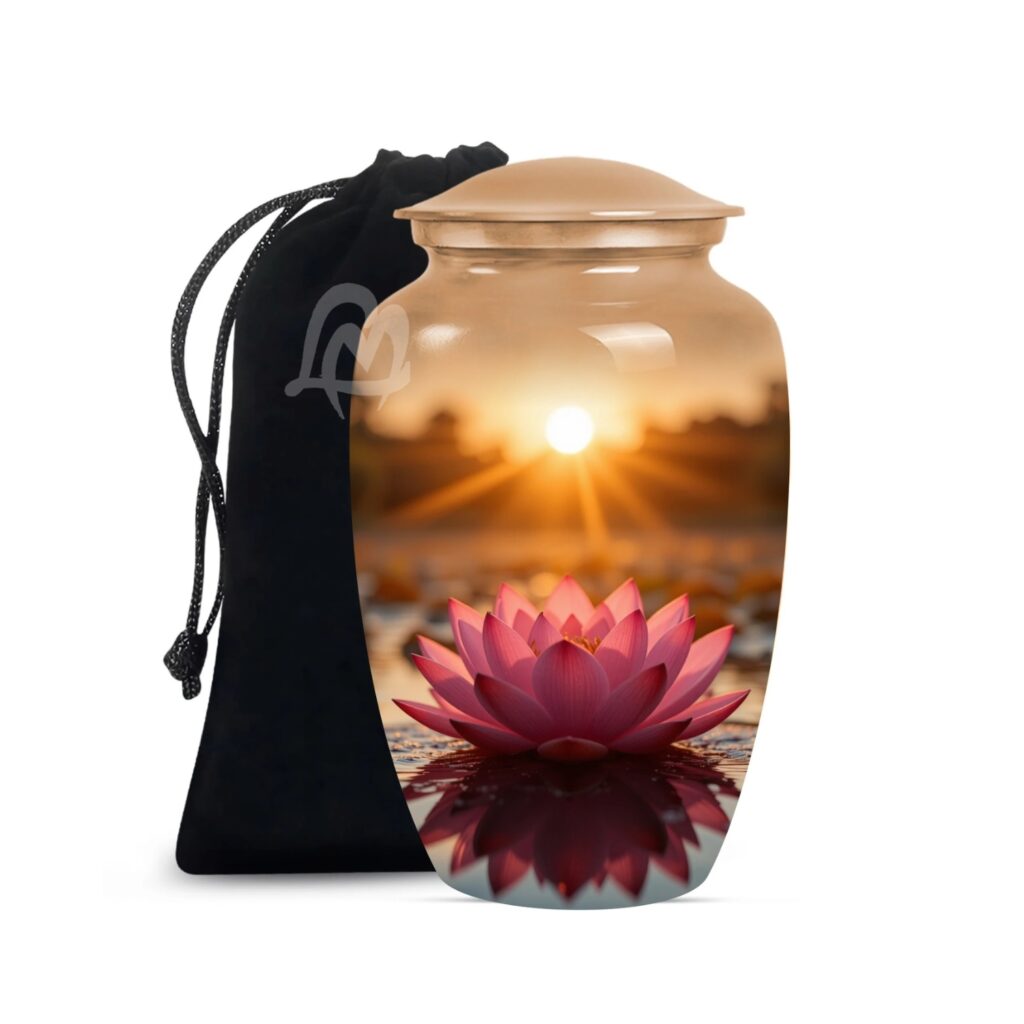 Lotus Cremation Urn for Human Ashes – Adult Funeral Urn Handcrafted