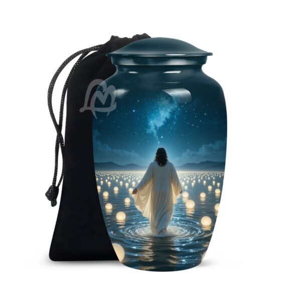 Catholic Cremation Urns for Human Ashes – Display Burial Urn at Home – Include Velvet Bag