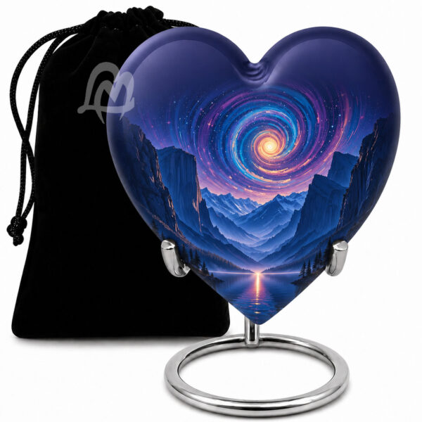 classic Aurora Borealis Urns for Human Ashes Adult Male Female - Decorative Cremation heart keesake